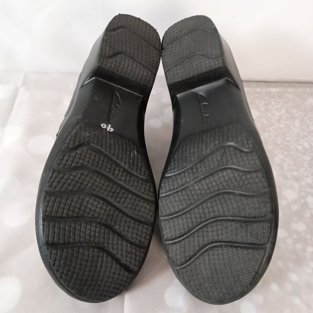 Clarks Angie Pearl Black Slip On Shoes Women 7.5 Comfort Round Toe - Picture 5 of 10